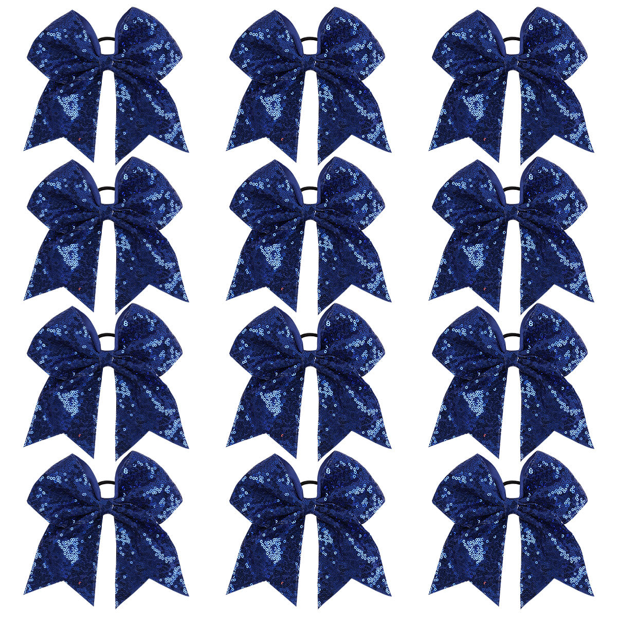 Blue Sequin Cheer Bows for Teen Girls
