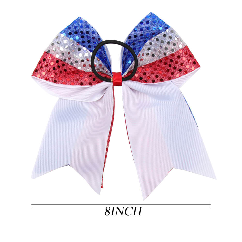 Large 4th Of July Cheer Bows With Bling Sequin