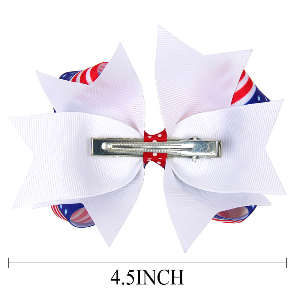 Girls 4th of July Grosgrain Hair Bow Clips