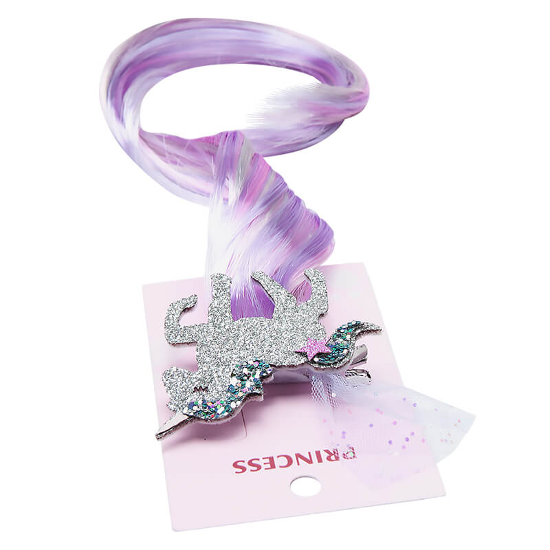 Glitter Unicorn Hair Clips with Wig