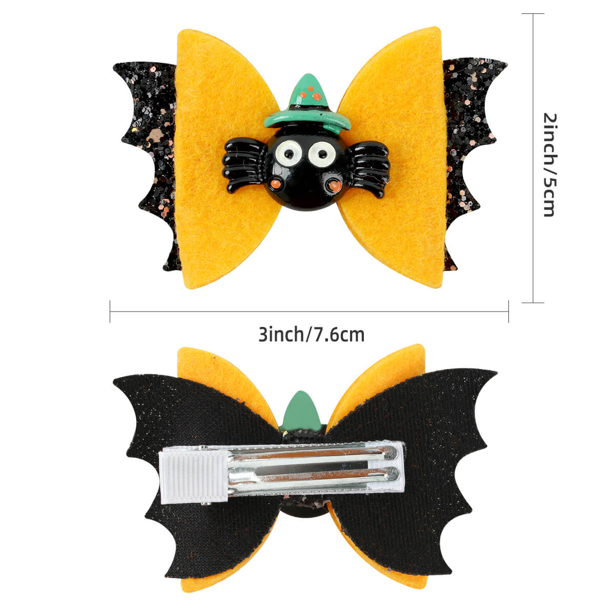 3'' Halloween Glitter Bat Wing Hair Bows