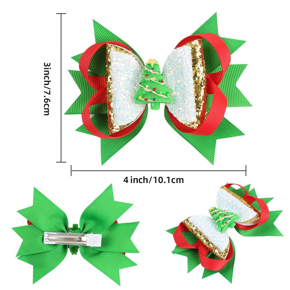 4'' Boutique Layered Christmas Hair Bows