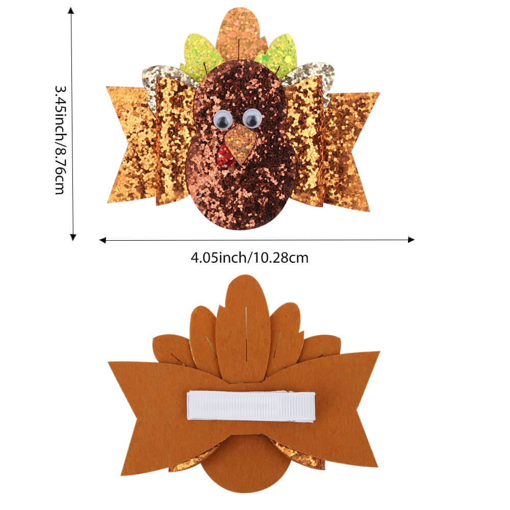 Thanksgiving Glitter Turkey Hair Clips