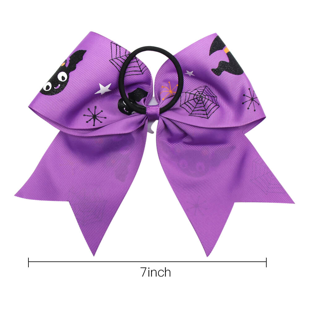 Halloween Print Cheer Bows with Resin Accessories