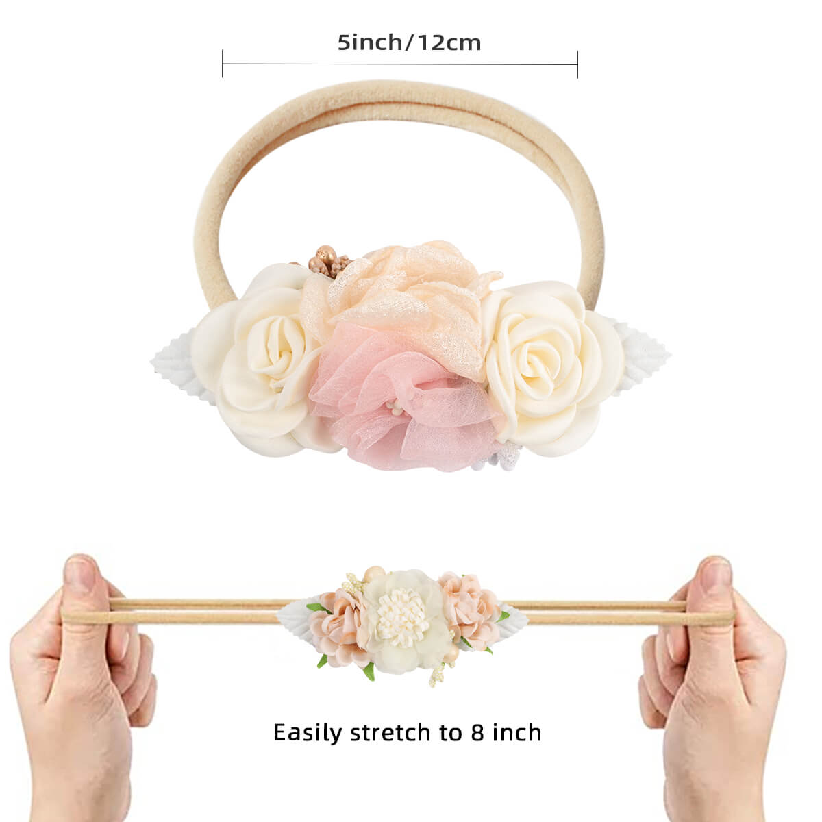 Artificial Flower Baby Nylon Headbands