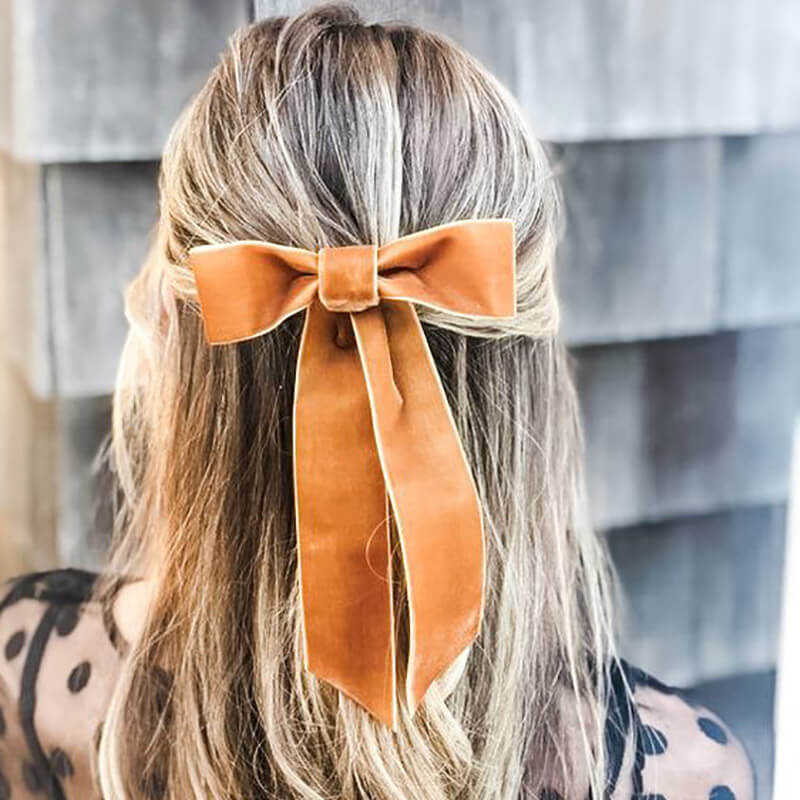 velvet bow hair clips