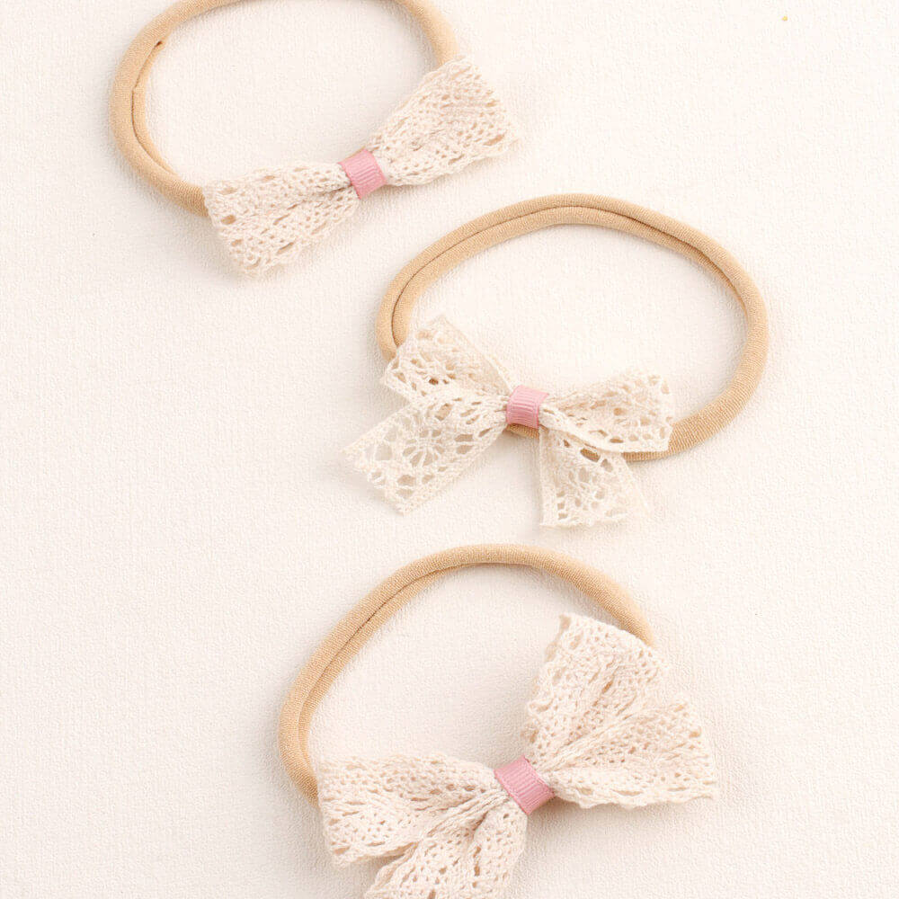 3PCS Cute Lace Bowknot Newborn Headbands
