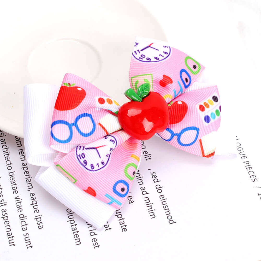 Back to School Apple Hair Bows