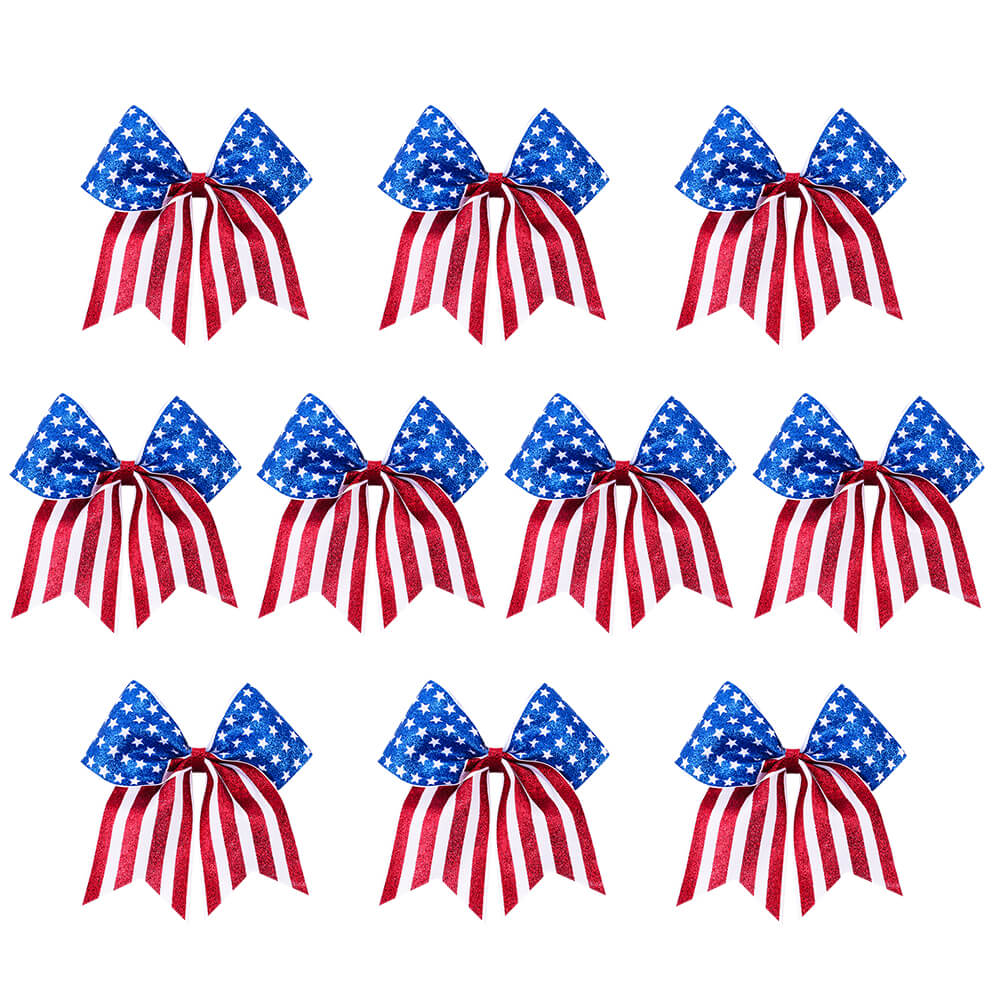 Flag Glitter Cheer Bows