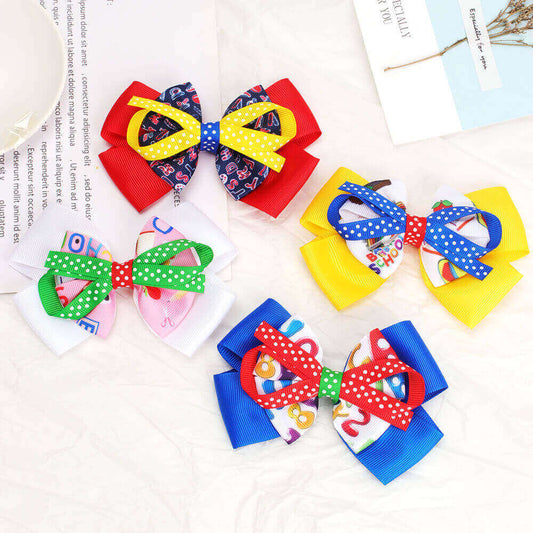 Back to School Ribbon Hair Bows