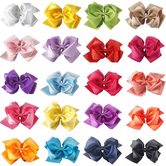 20pcs 6'' Double Layers Solid Hair Bows