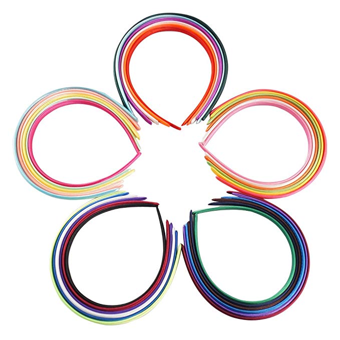 20PCS Solid Color Satin Covered Hairbands