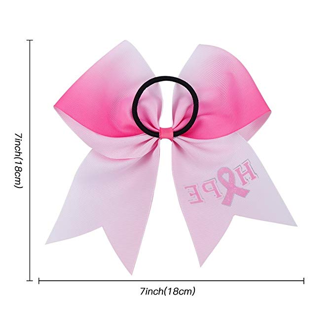 20PCS Large Breast Cancer Awareness Cheer Bows