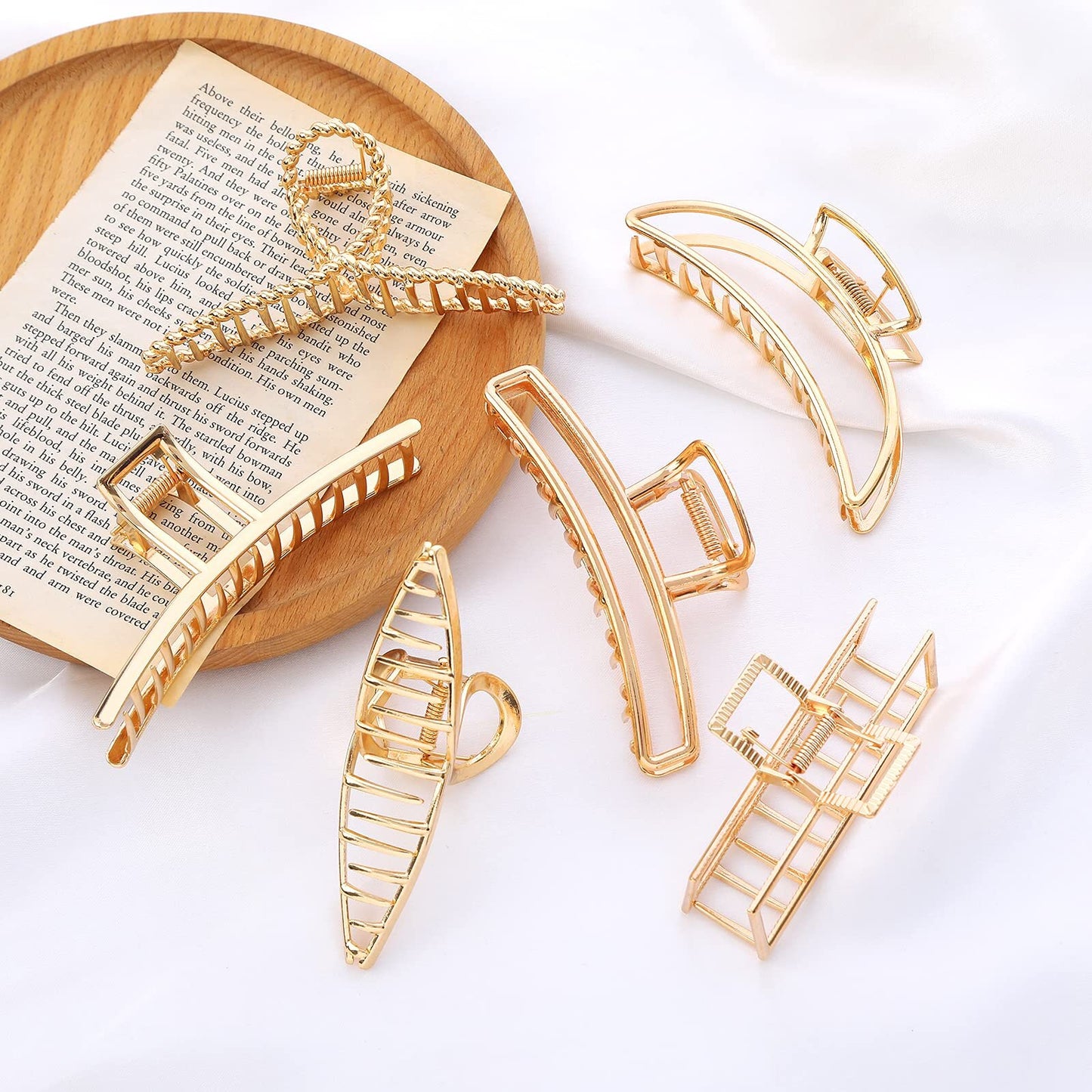 6PCS Large Metal Hair Claw Clips Gold Hair Clamps