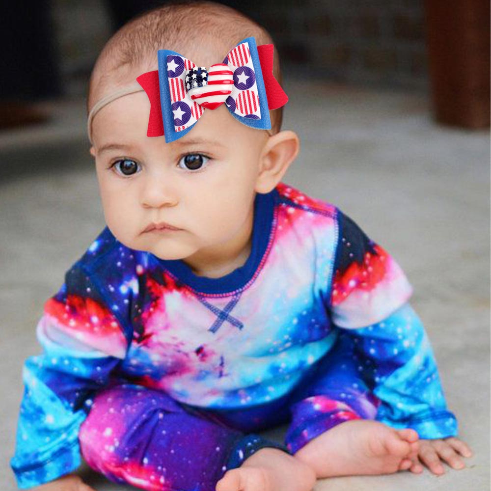 3PCS American Flag Bow Baby Headbands