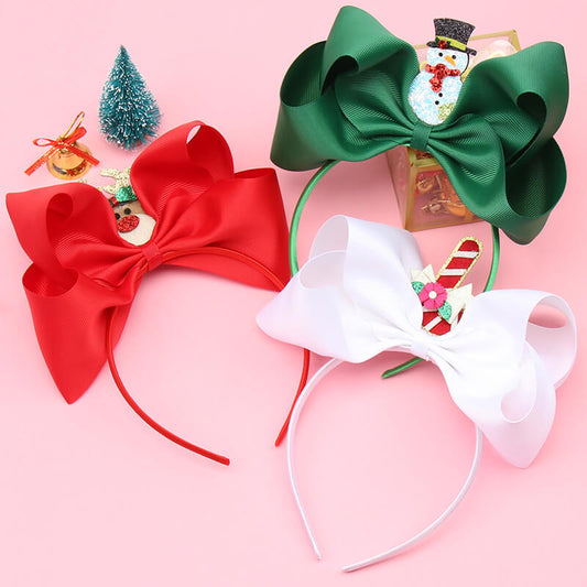 Christmas Snowman Big Bow Headbands