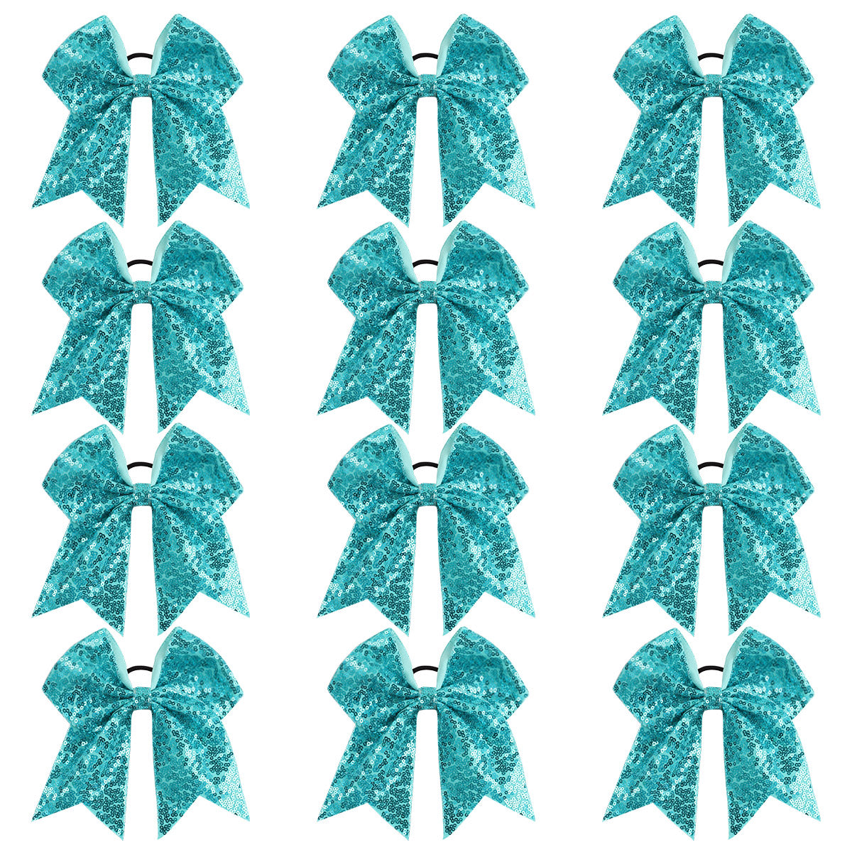 12PCS Sequin Cheer Bows for Teen Girls