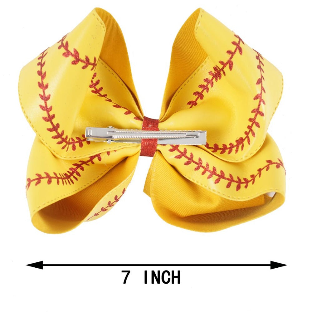 Jumbo Baseball Hair Bows | Softball Bows | Big Leather Bows