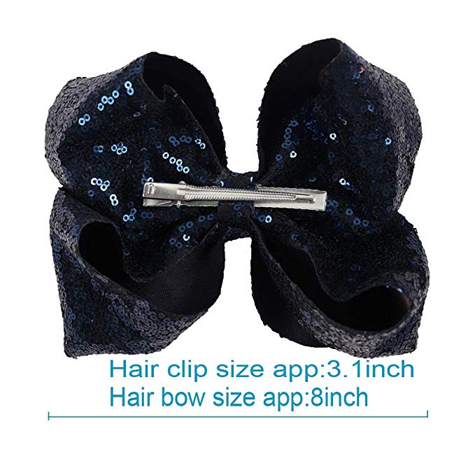 Jumbo Sequin Hair Bows (23 Color Available)