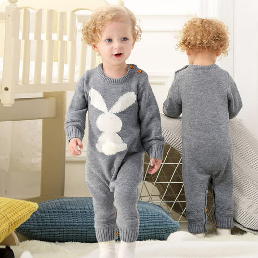 Plush Bunny Baby Knitted Romper