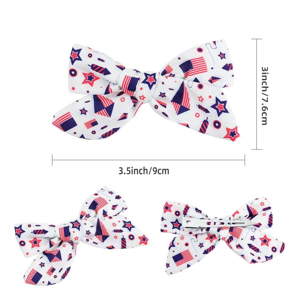 4PCS Patriotic American Flag Fabric Bows