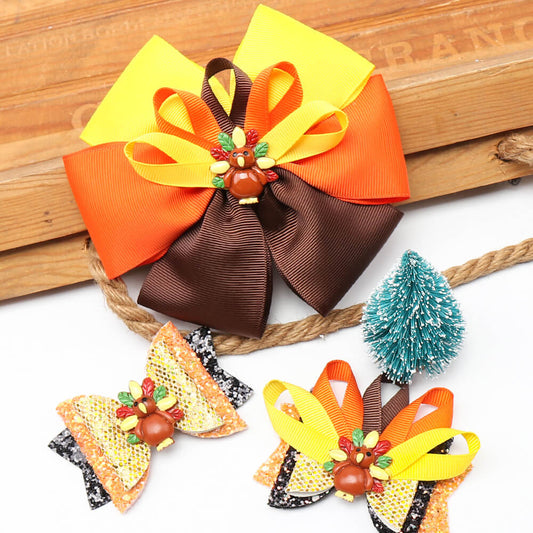 Thanksgiving Turkey Hair Bow Clips