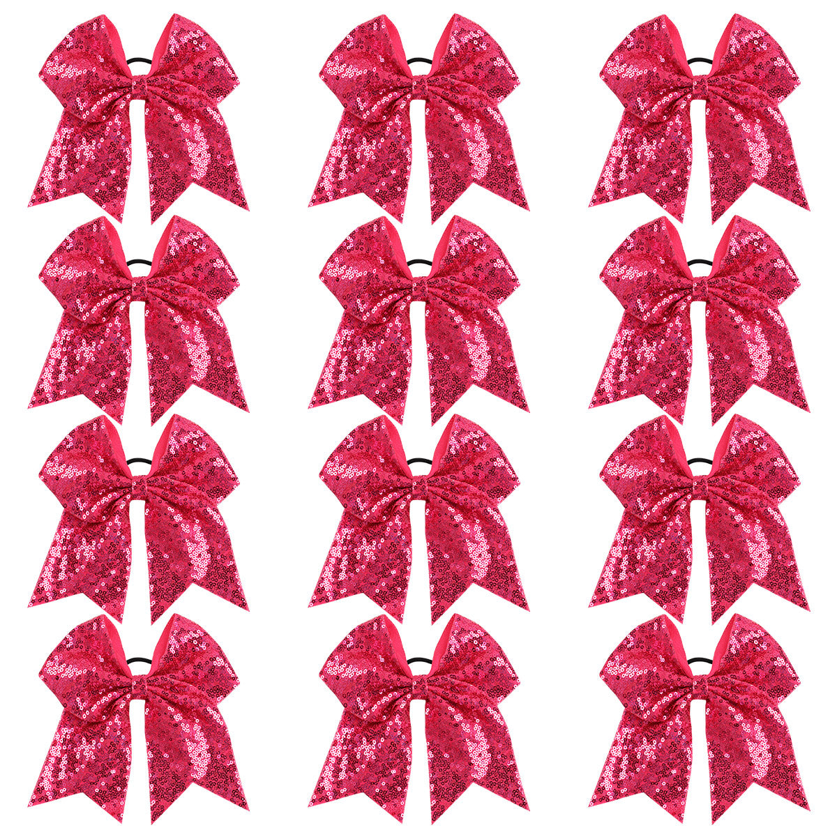 12PCS Sequin Cheer Bows for Teen Girls