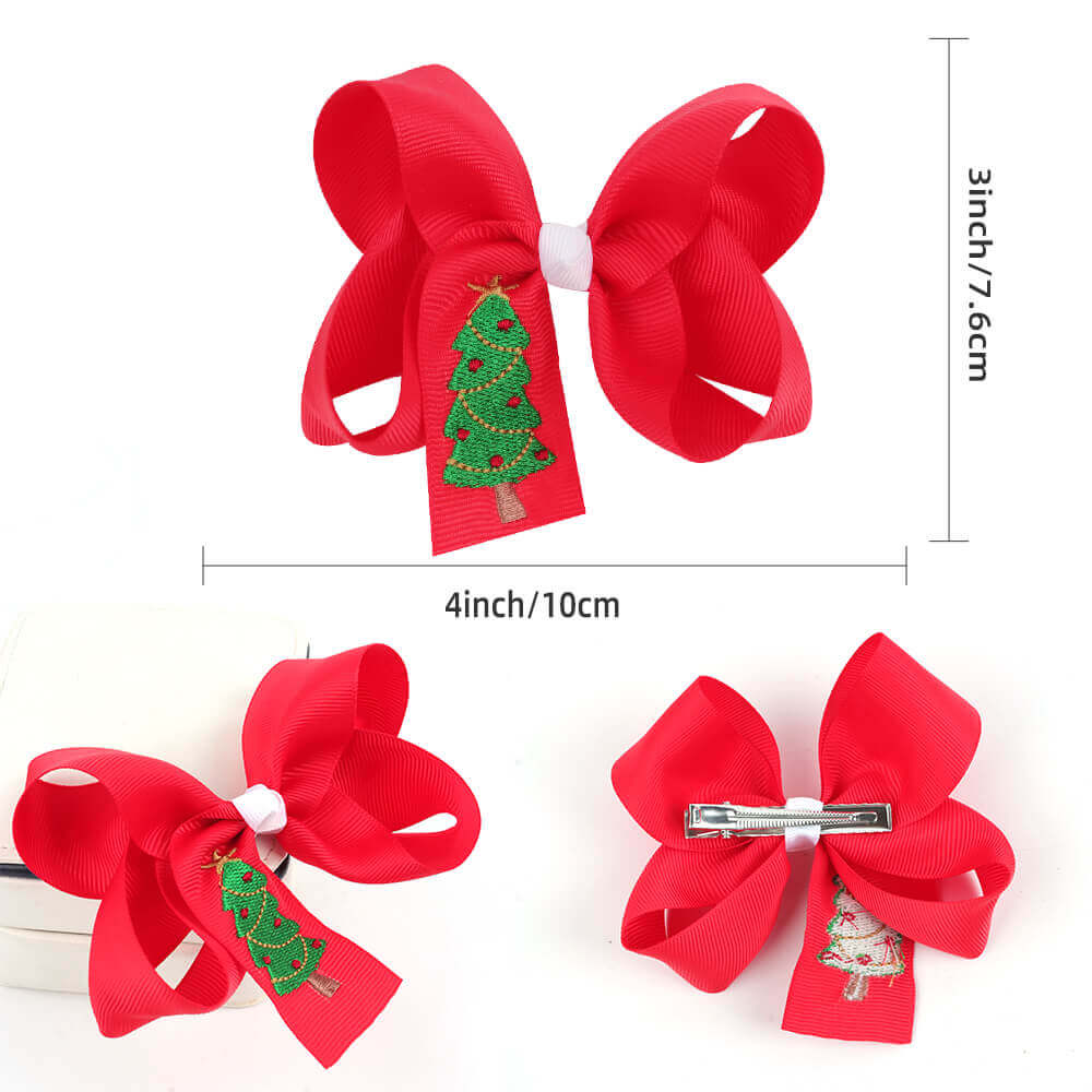 Christmas Embroidery Pattern Hair Bows