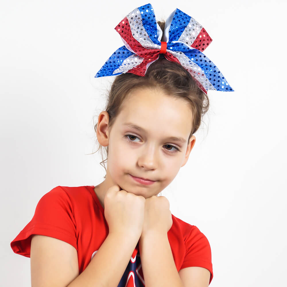 Large 4th Of July Cheer Bows With Bling Sequin