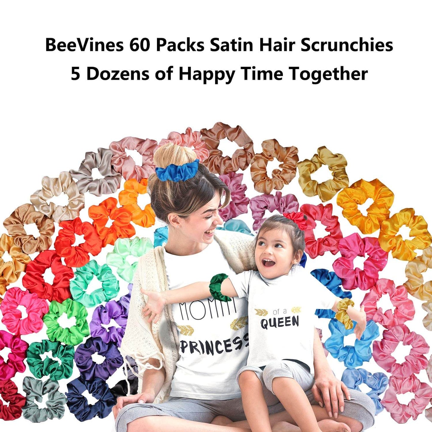 60 Pack Satin Scrunchies Silky Hair Accessories