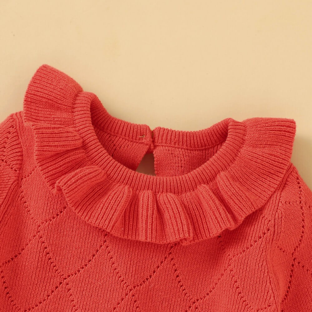 Baby Lotus Leaf Collar Knitted Dress