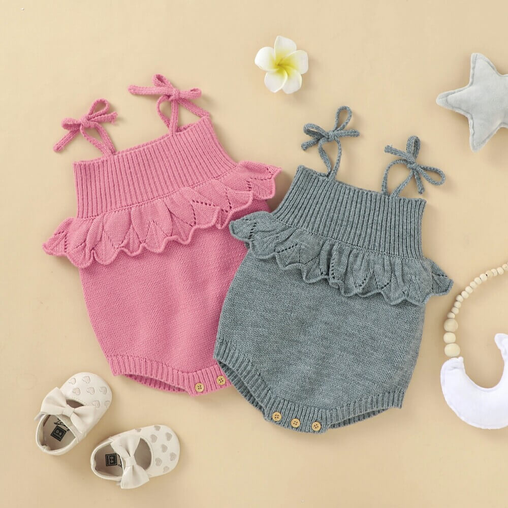 Solid Color Sling Baby Knitted Romper