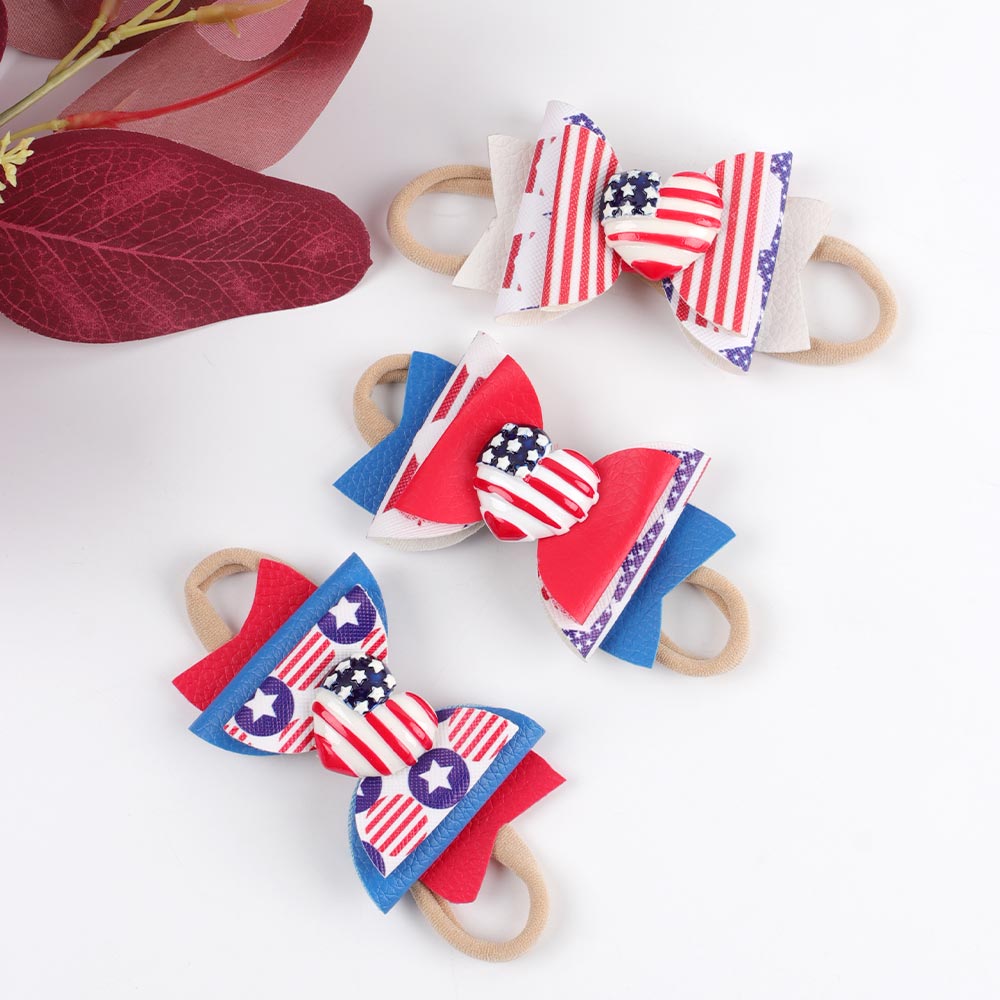 3PCS American Flag Bow Baby Headbands