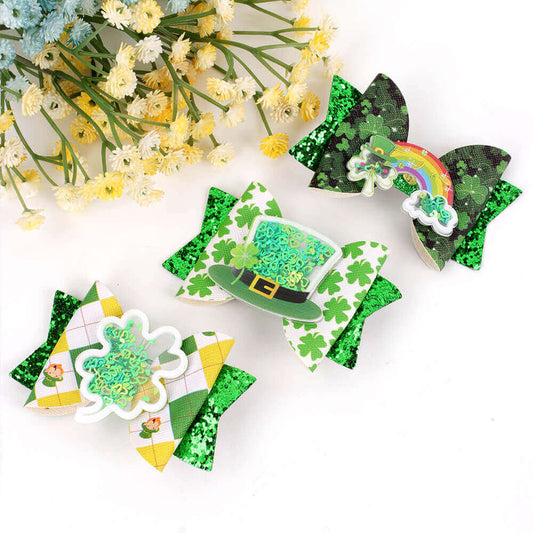 St Patrick Quicksand Glitter Hair Clips