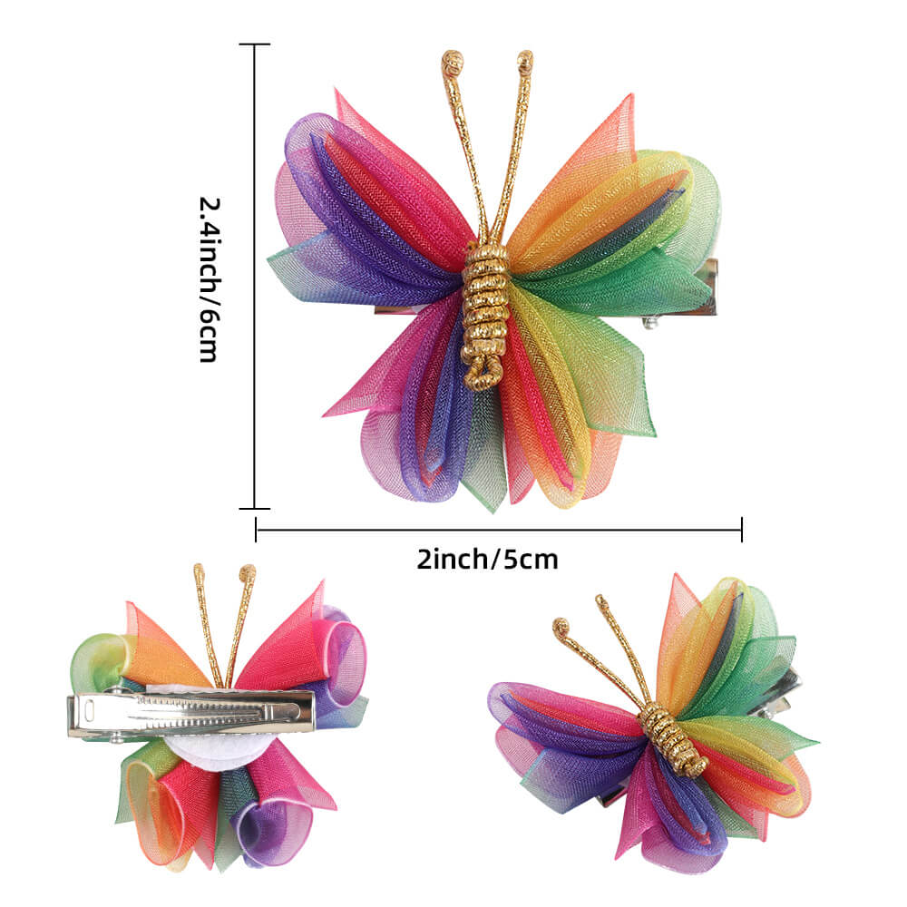 2PCS Colorful Butterfly Little Girl Hair Clips