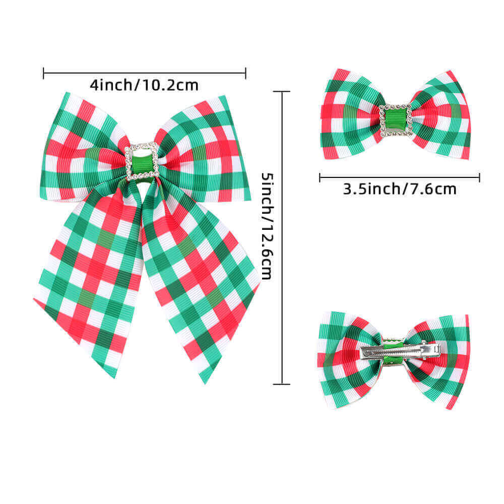 2PCS Christmas Grids Hair Bows