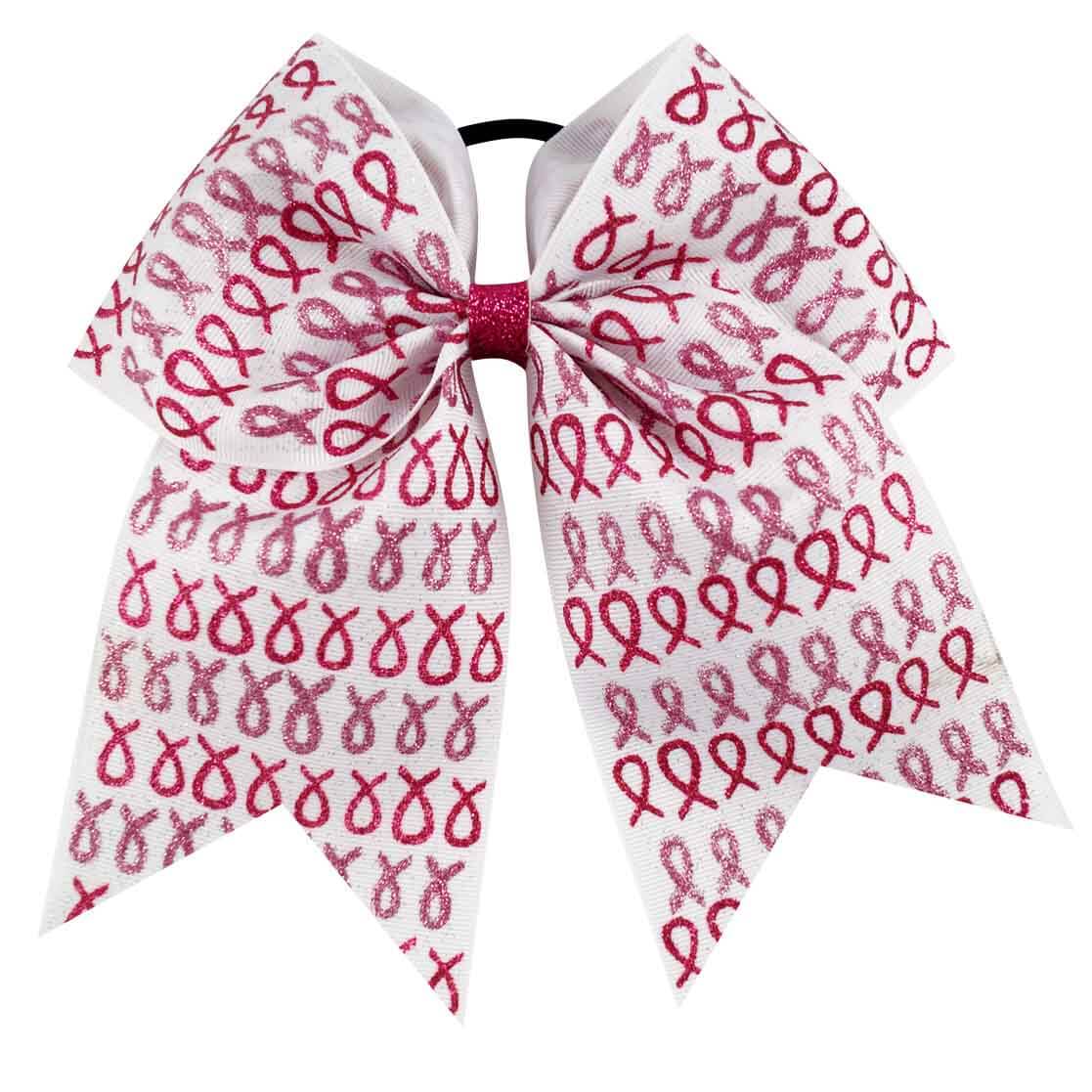 Breast Cancer Awareness Glitter Cheer Bows