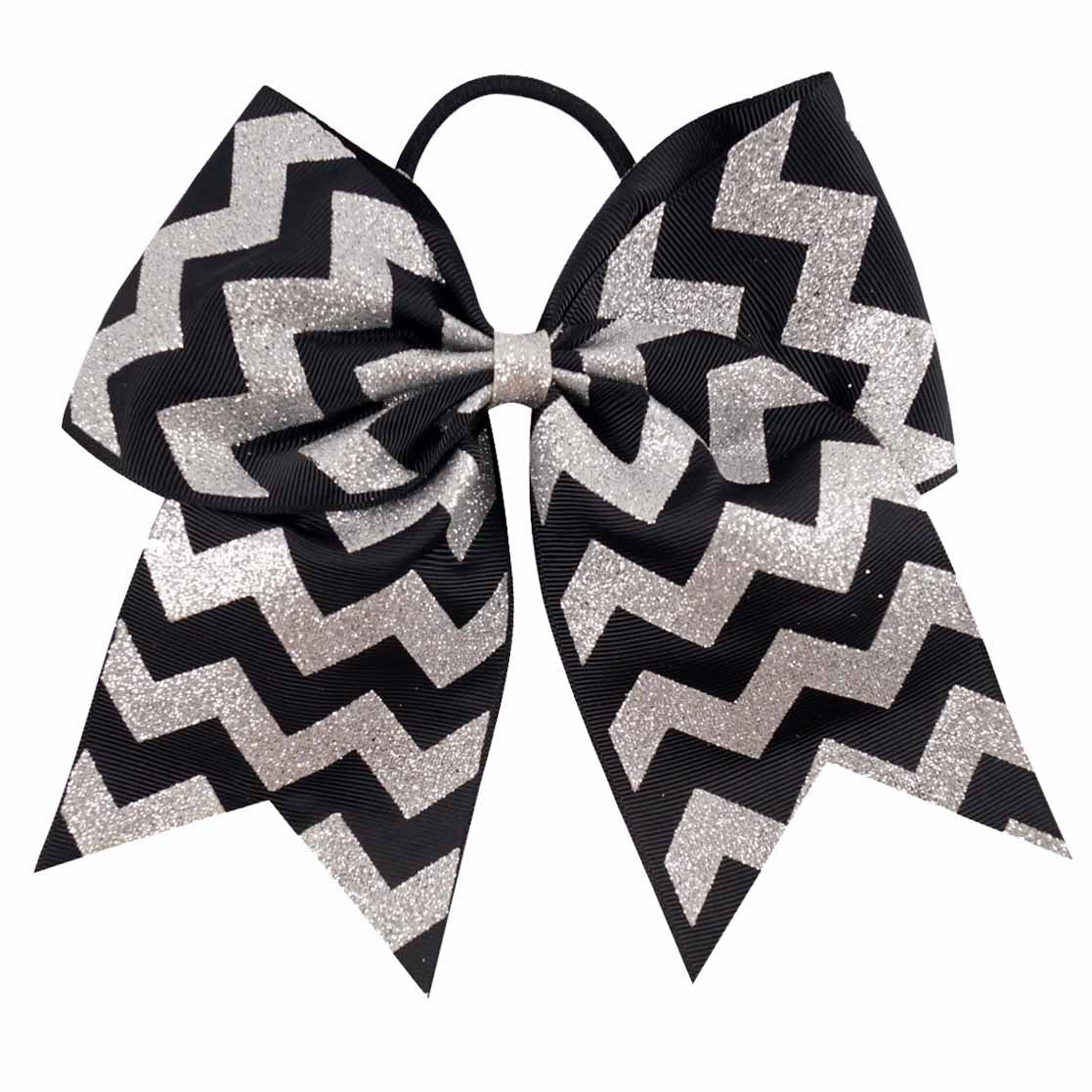 20PCS Silver Wave Chunky Glitter Cheer Bows