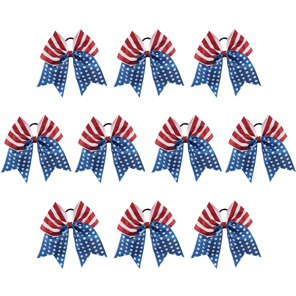 Flag Glitter Cheer Bows