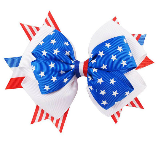 Girls 4th of July Grosgrain Hair Bow Clips
