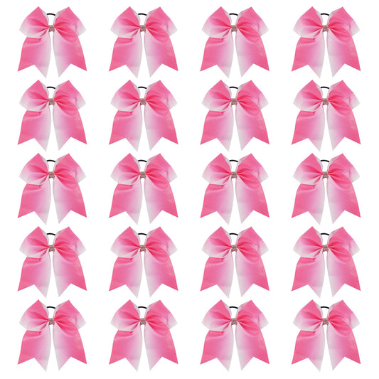 20PCS Gradient Pink Glitter Cheer Bows