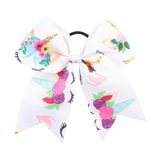 Unicorn Cartoon Cheer Bows