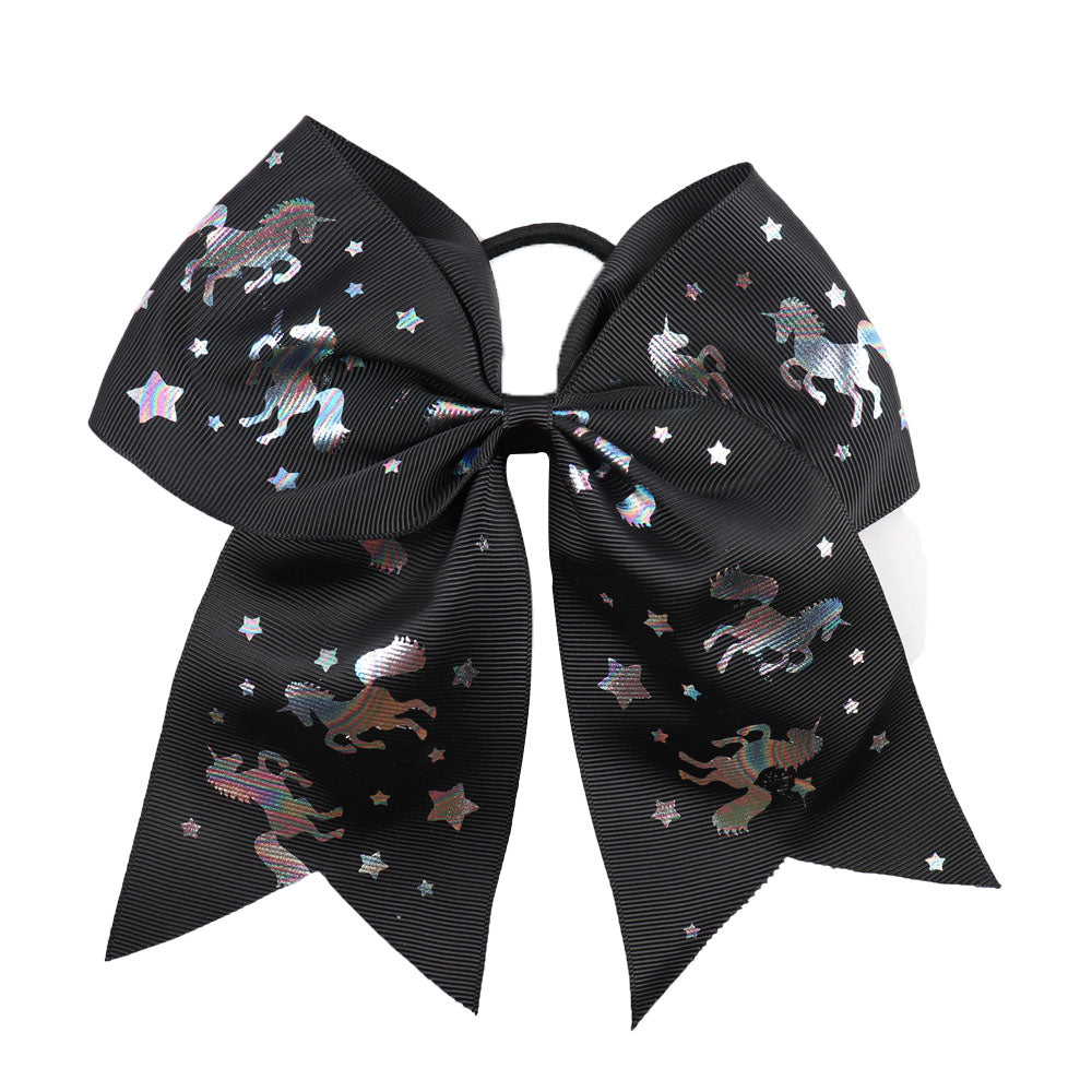 Unicorn Cartoon Cheer Bows