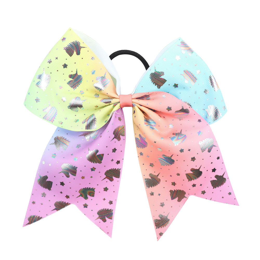 Unicorn Cartoon Cheer Bows