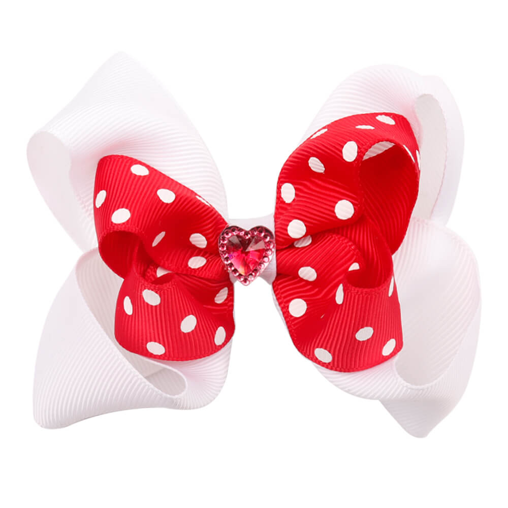 Girls Valentine's Day Hair Bows Boutique | Pink and White Hair Bows