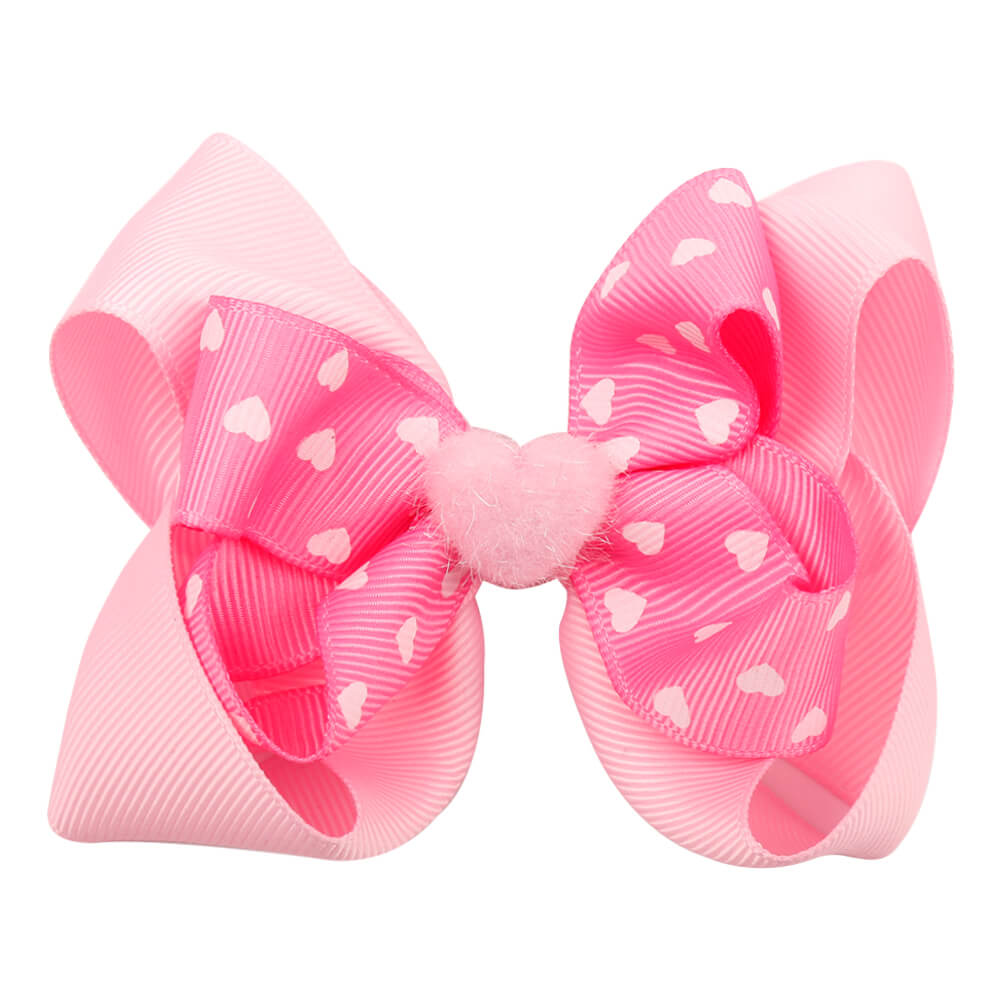Girls Valentine's Day Hair Bows Boutique | Pink and White Hair Bows
