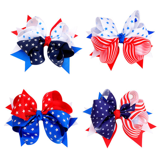 4th of July Layered Hair Bows