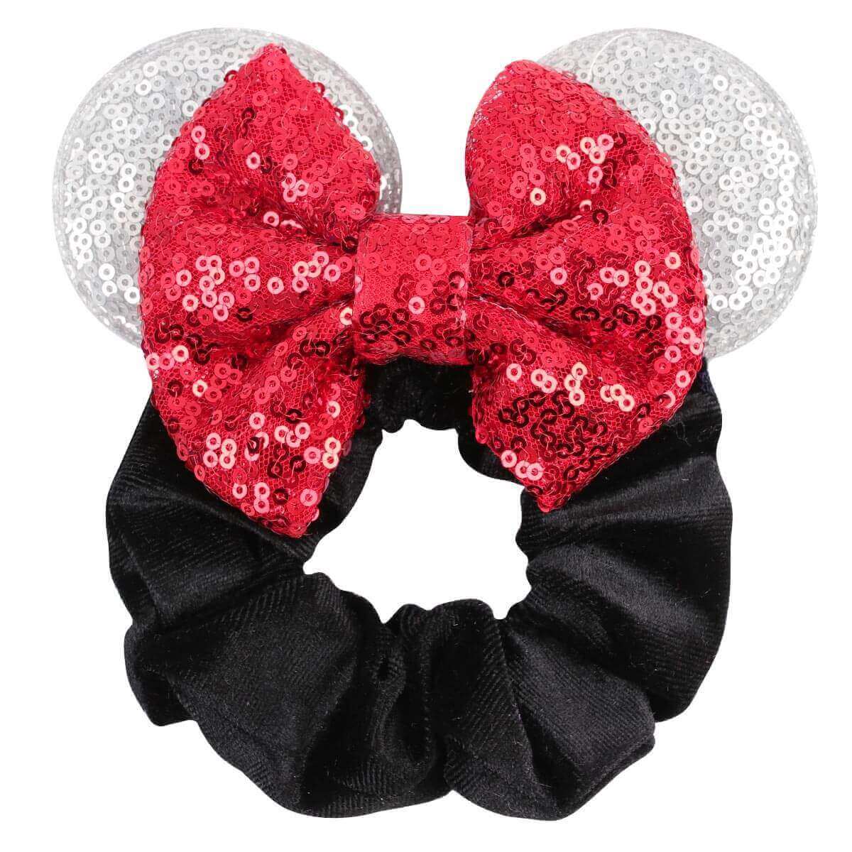 Cartoon Mouse Sequin Bow Scrunchie