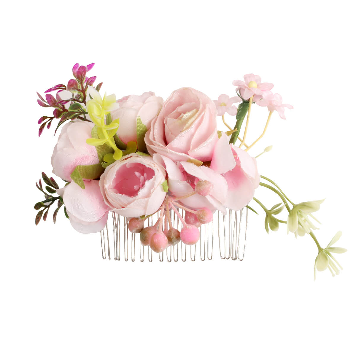 Pink Artificial Rose side combs
