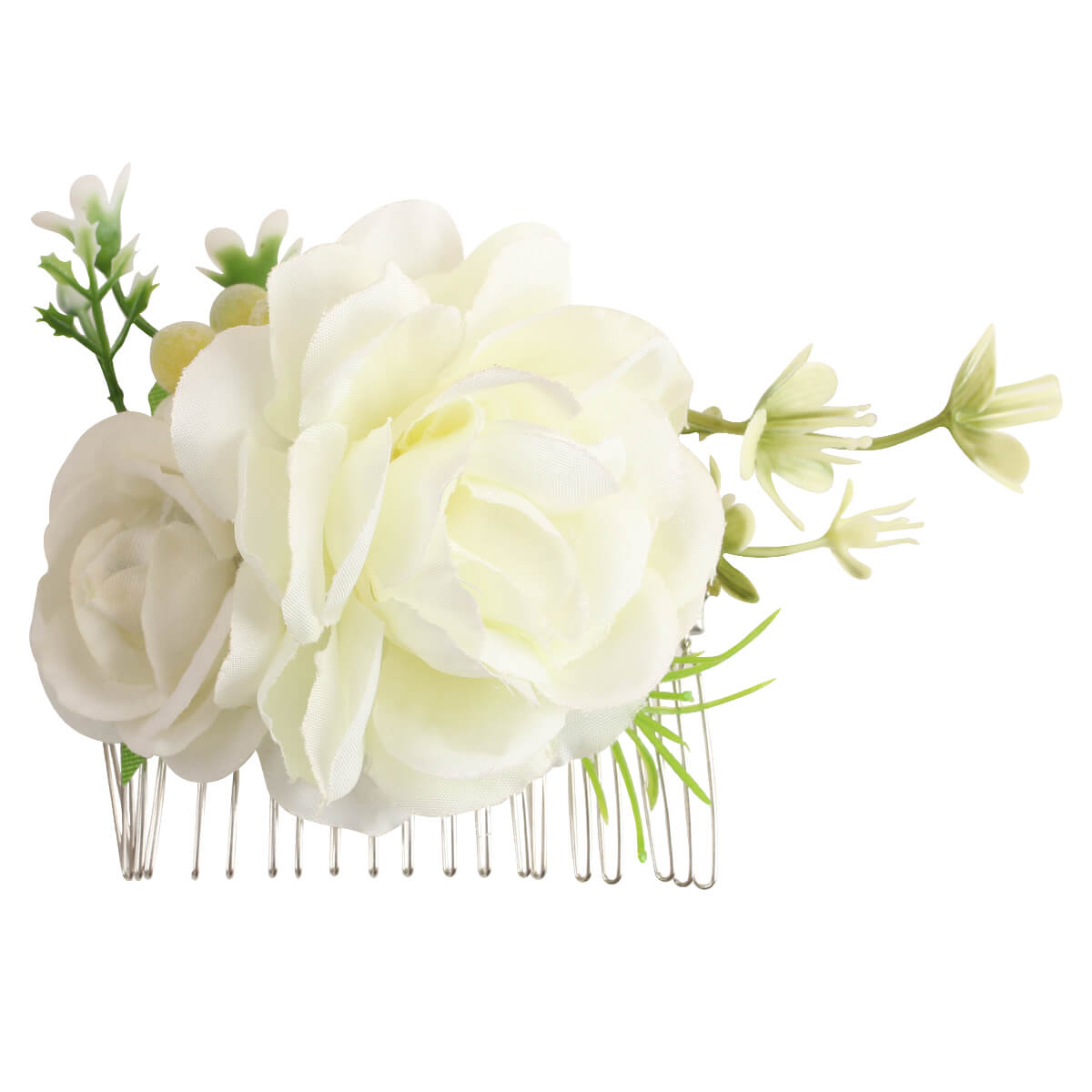 White Artificial flower Hair Comb